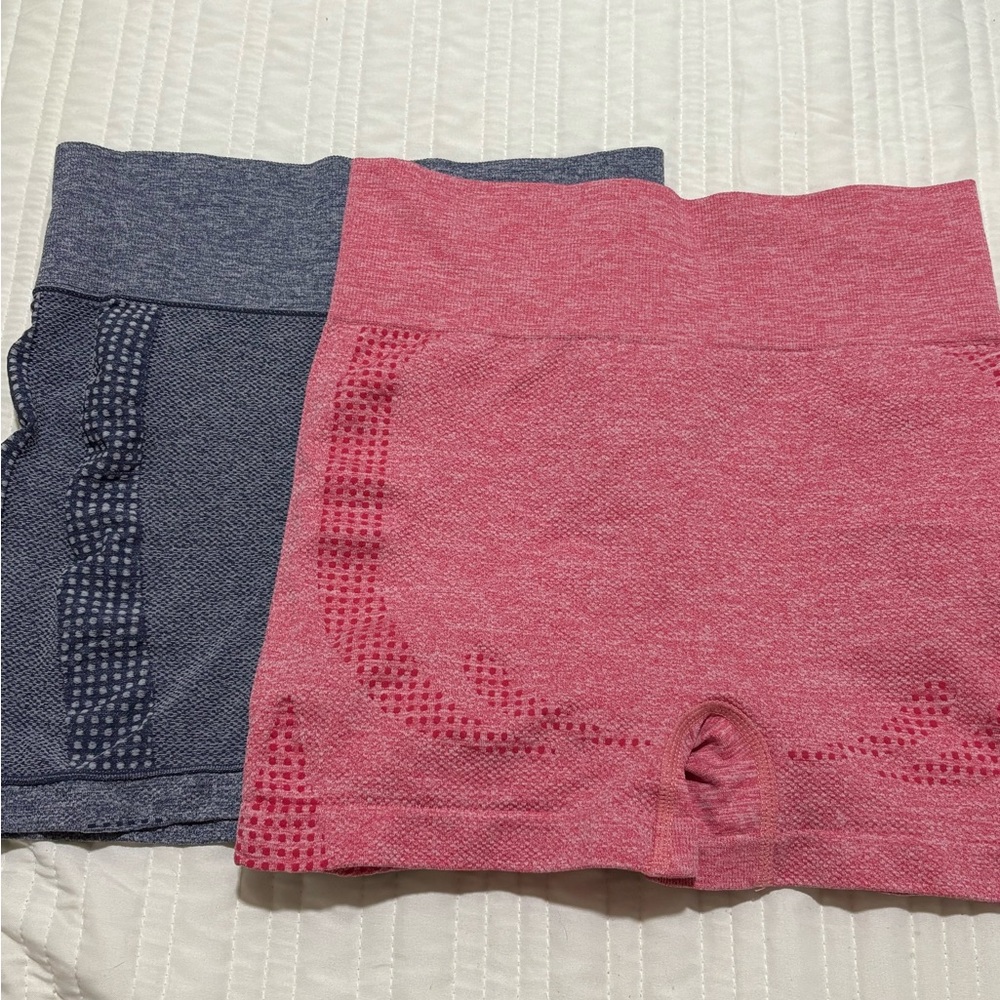 Women's Seamless Shorts - Pink and Blue